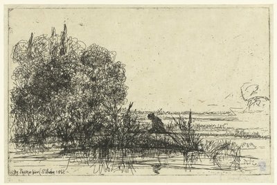 Twickenham aan de Themes Twickenham kyrka Av Twickenham (titel på objekt) av Francis Seymour Haden (Sir) (signed by artist)