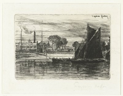 West London Roddklubb The Feathers Tavern av Francis Seymour Haden (Sir) (signed by artist)