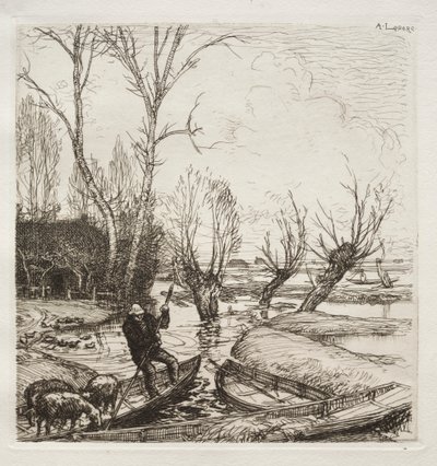 I det översvämmade träsket: Herdinnan av Francis Seymour Haden