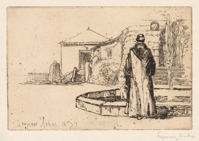 Munk vid en fontän av Francis Seymour Haden
