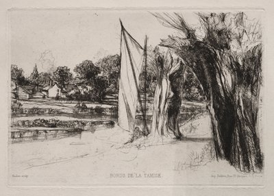 Thames Ditton - With a Sail, 1864. av Francis Seymour Haden