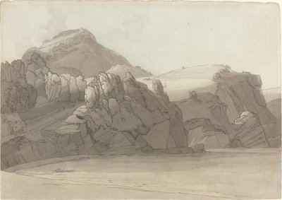 En stenig strand vid Coombmartin, Devon (Combe Martin Bay) av Francis Towne