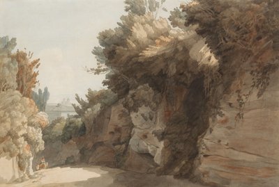 En utsikt nära Arco Scuro, med utsikt mot Villa Medici, Rom, 1785. av Francis Towne