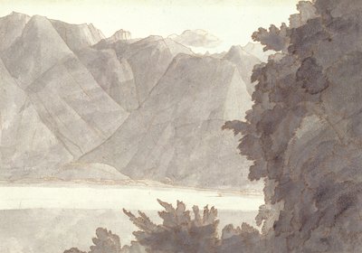 Huvud av Genèvesjön, penna & bläck & tvätt på papper av Francis Towne