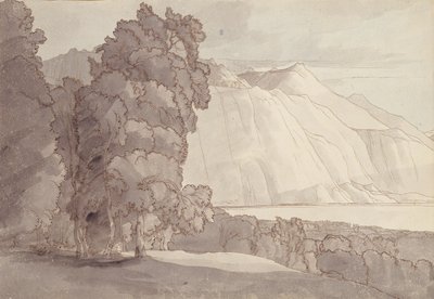 Landskap (Genèvesjön) (penna & bläck & tvätt på papper) av Francis Towne