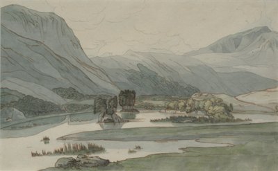 Rydal Water with the Grasmere Hills, 1786 (penna med penna och bläck och wc på papper) av Francis Towne
