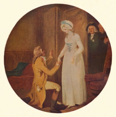 Young Marlow och Miss Hardcastle: A Scene from She Stoops to Conquer av Oliver Goldsmith Akt V, Sc av Francis Wheatley