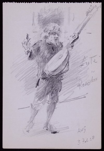 Porträtt av Arnold Dolmetsch av Francis Wilfred Lawson