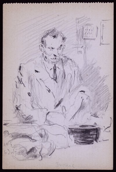 Porträtt av Gilbert? Bayes, c. 1928 (penna på papper) av Francis Wilfred Lawson