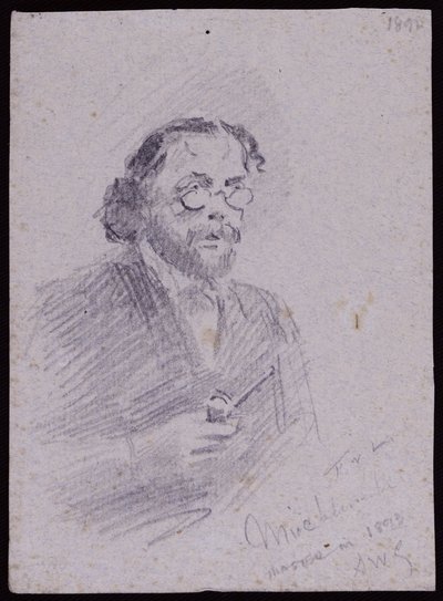 Porträtt av JT Micklethwaite, ca 1893 (penna på papper) av Francis Wilfred Lawson