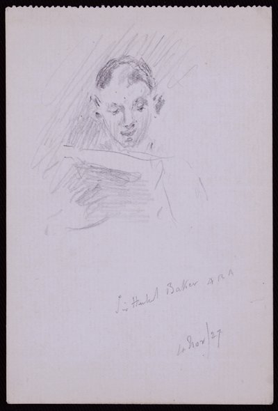 Porträtt av Sir Herbert ARA Baker av Francis Wilfred Lawson