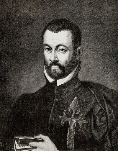 Porträtt av Benito ARIAS MONTANO (1527-1598), spansk humanist och teolog, baserat på en målning av Francisco Pacheco av Francisco (after) Pacheco