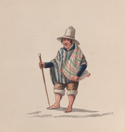 En peruansk man, från en grupp teckningar föreställande peruansk kostym, ca. 1848. av Francisco