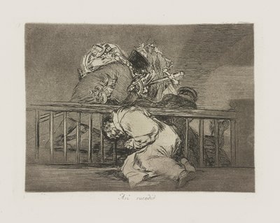 Som? sucedi?. (Så här hände det.), pl. 47 från serien Los desastres de la guerra (Krigets katastrofer) av Francisco de Goya