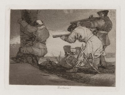 Barbarer! (Barbarer!), Platta 38 från The Disasters of War av Francisco de Goya