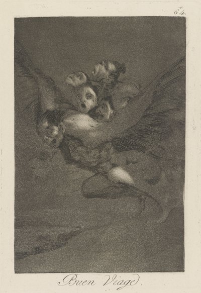 Ha en trevlig resa. (Bon Voyage.), pl. 64 från serien The whims av Francisco de Goya