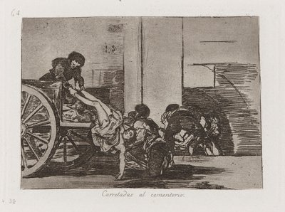 Cartloads to the Cemetery, skylt 64 från The Disasters of War av Francisco de Goya