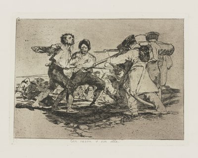 Med anledning? utan henne. (Rätt eller fel.), pl. 2 från serien The Disasters of War av Francisco de Goya