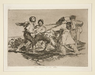 Med anledning? utan henne (med rätta eller orätt), pl. 2 från serien The Disasters of War av Francisco de Goya