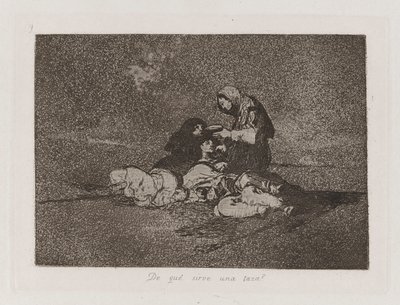 Av vad? servera en kopp? (What Is Use of a Cup?), Platta 59 från The Disasters of War av Francisco de Goya