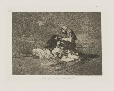 Av vad? serverar en kopp? (Vad är användningen av en kopp?), pl. 59 från serien The Disasters of War av Francisco de Goya