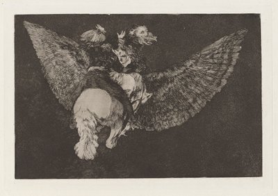 Nonsens flygblad (Flying Folly), även känd som Renounce the Friend Who Covers You with his Wings and Bites You with his Beak, från serien Los disparates (Los proverbios) av Francisco de Goya