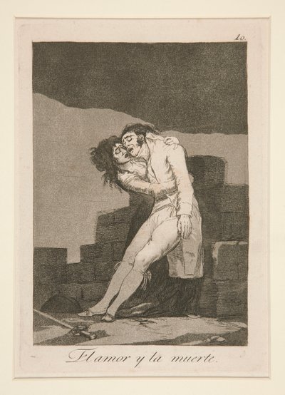 kärlek och död (Love and Death), pl. 10 från serien The Caprices av Francisco de Goya