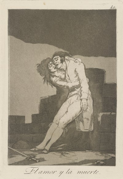 kärlek och död (Kärlek och död.), pl. 10 från serien The Caprices av Francisco de Goya