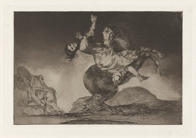 El Caballo Raptor (Hästen-kidnapparen), även känd som La mujer y el potro, que los dome otro (En kvinna och en häst, låt någon annan bemästra dem), från serien Los absurdities (Los proverbios) av Francisco de Goya