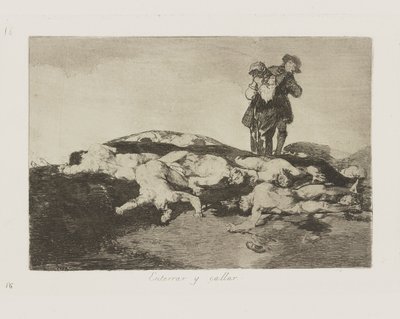 Begrav och håll käften. (Begrav dem och håll tyst.), pl. 18 från serien The Disasters of War av Francisco de Goya