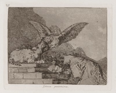 Gatesque Pantomime (Feline Pantomime), skylt 73 från The Disasters of War av Francisco de Goya