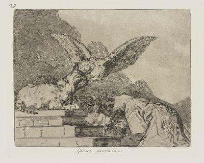 Gatesk pantomim. (Feline Pantomime.), pl. 73 från serien The Disasters of War av Francisco de Goya