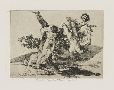 Stor bedrift? a! Med döda! (En heroisk bedrift! Med döda män!), pl. 39 från serien The Disasters of War av Francisco de Goya