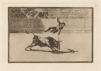 Juanito Apinanis lätthet och fräckhet i [ringen] i Madrid, skylt 20 från La Tauromaquia av Francisco de Goya