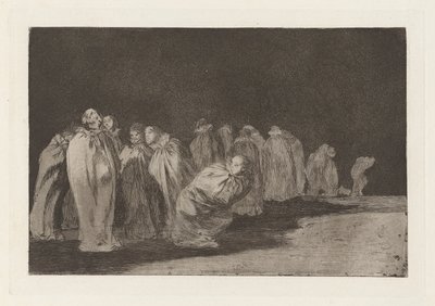 Los ensacados (Männen i säckar), även känd som So el sayal, hay al (Det finns något under säckväven), från serien Los disparates (Los proverbios) av Francisco de Goya