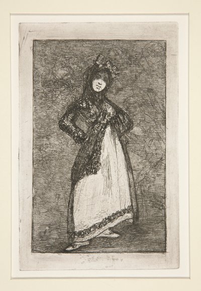 Maja [med mörk bakgrund] av Francisco de Goya