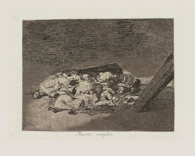 Döda samlade. (Harvest of the Dead.), pl. 63 från serien The Disasters of War av Francisco de Goya