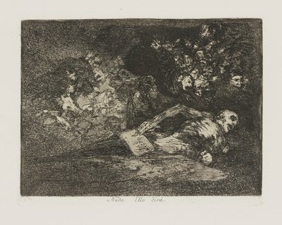 Några. Det kommer att säga? (Ingenting. Händelsen kommer att berätta.), pl. 69 från serien The Disasters of War av Francisco de Goya