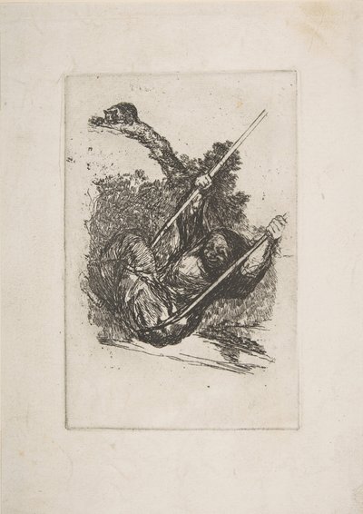 Gammal kvinna på en gunga Vieja columpiándose.n.d. av Francisco de Goya