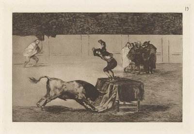 En annan galenskap av honom på samma torg (Another Madness of his in the Same Ring), tavla 19 från La tauromaquia av Francisco de Goya