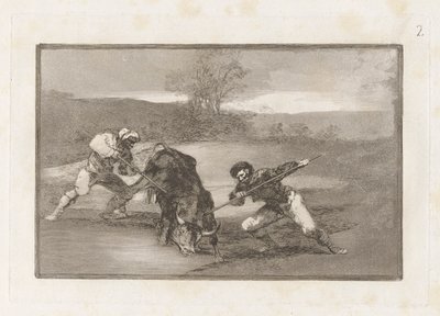 Ett annat sätt att jaga? fot (Ett annat sätt att jaga till fots), Tavla 2 från La tauromaquia av Francisco de Goya