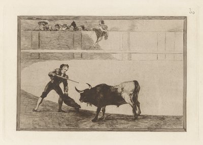 Pedro Rosemary? till stående tjur (Pedro Romero Killing the Halted Bull), Plåt 30 från The Bull Machinery av Francisco de Goya