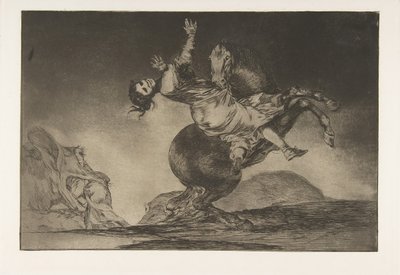 Plåt 10 från Disparates: Hästens bortförare, ca. 1816-23 utgiven 1864. av Francisco de Goya