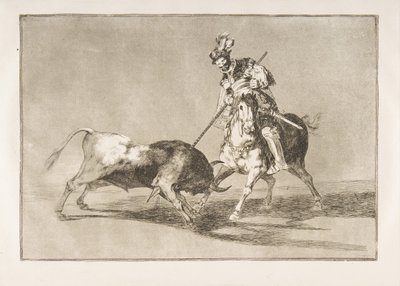 Platta 11 från Tauromaquia: Cid campeador som spjuter en annan tjur., 1816. av Francisco de Goya