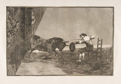 Tauromaquias skylt 18: Martinchos våga i ringen i Zaragoza, 1816. av Francisco de Goya