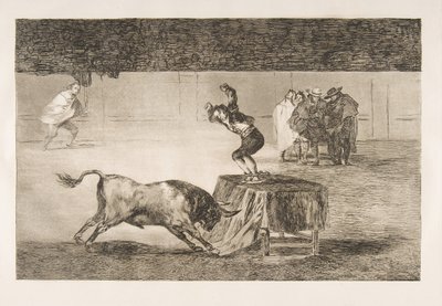 Plåt 19 av Tauromaquia: En annan galenskap av honom i samma ring., 1816. av Francisco de Goya