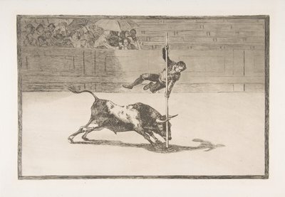 Tavla 20 från Tauromaquia: Juanito Apiñanis smidighet och fräckhet i [ringen] ..., 1816. av Francisco de Goya