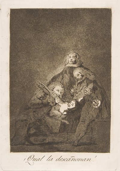 Tallrik 21 från Los Caprichos: Hur de plockar henne! Qual decannon!, 1799. av Francisco de Goya