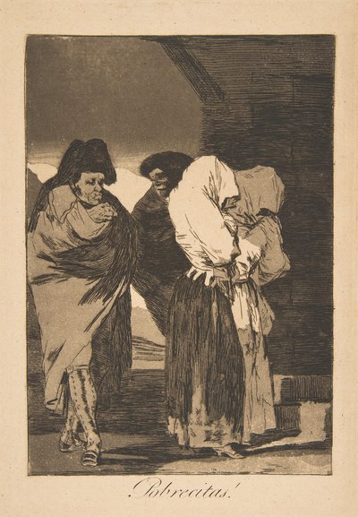 Tallrik 22 från Los Caprichos: Stackars små flickor! Probrecitas!, 1799, postumt intryck. av Francisco de Goya