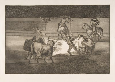 Tauromaquias skylt 31: Banderillas med smällare., 1816. av Francisco de Goya